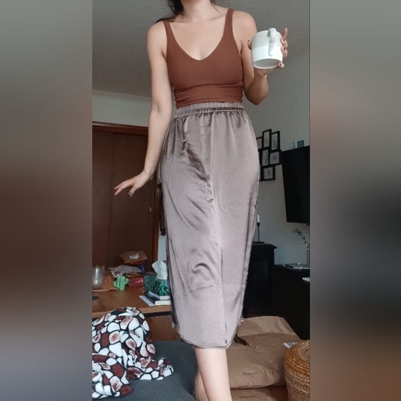 🆕️NWT GAP Satin Midi Skirt in 'Cashmere Brown', Size Medium - Picture 14 of 14